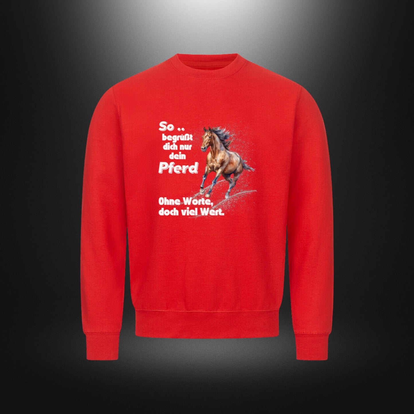 Classic Sweatshirt - So .. begrüßt dich nur dein Pferd, Ohne Worte, doch viel Wert