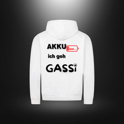 Classic Zipper Hoodie Unisex - Akku leer ich geh Gassi