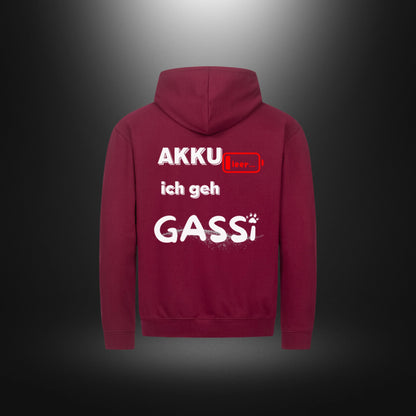 Classic Zipper Hoodie Unisex - Akku leer ich geh Gassi