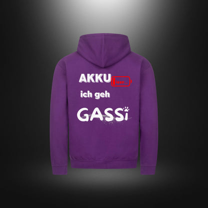 Classic Zipper Hoodie Unisex - Akku leer ich geh Gassi
