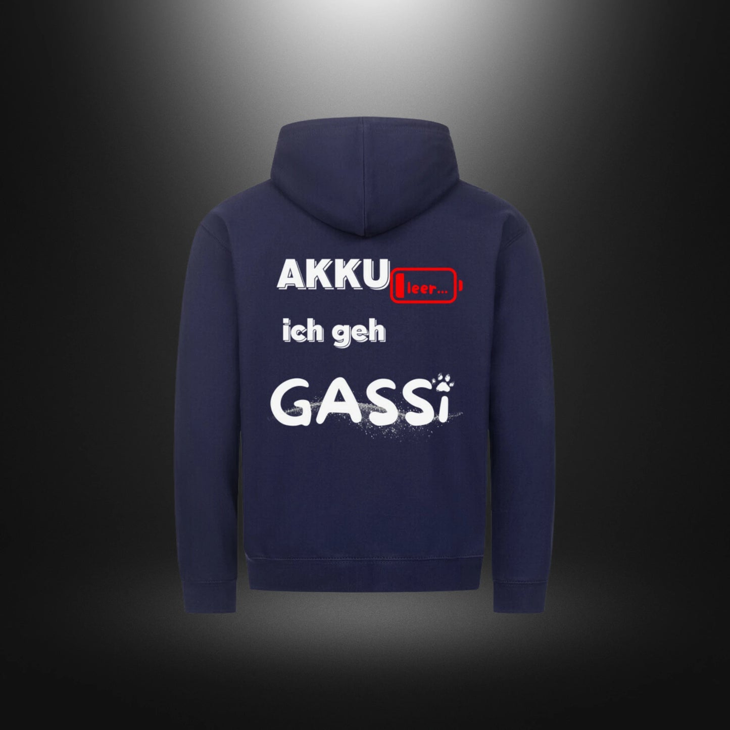 Classic Zipper Hoodie Unisex - Akku leer ich geh Gassi