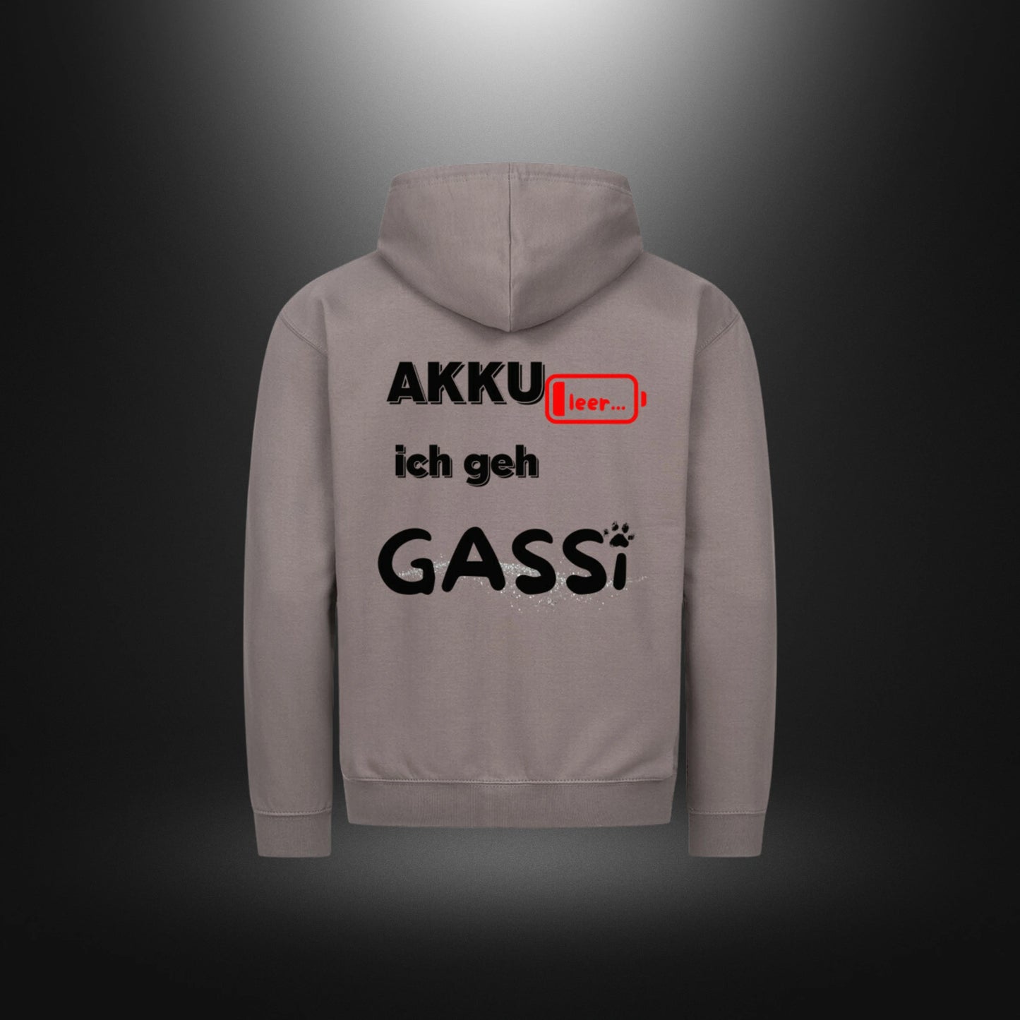 Classic Zipper Hoodie Unisex - Akku leer ich geh Gassi
