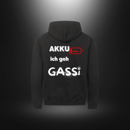Classic Zipper Hoodie Unisex - Akku leer ich geh Gassi