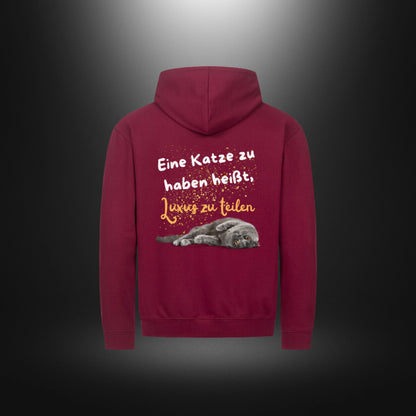 Classic Zipper Hoodie Unisex - Eine Katze zu haben heißt, Luxus zu teilen