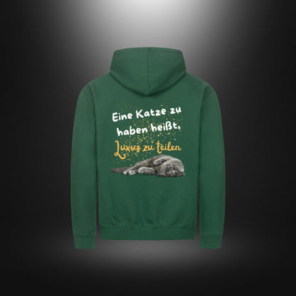 Classic Zipper Hoodie Unisex - Eine Katze zu haben heißt, Luxus zu teilen