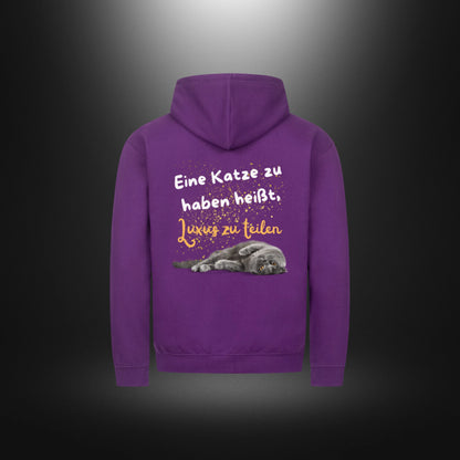 Classic Zipper Hoodie Unisex - Eine Katze zu haben heißt, Luxus zu teilen