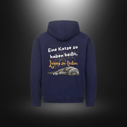 Classic Zipper Hoodie Unisex - Eine Katze zu haben heißt, Luxus zu teilen