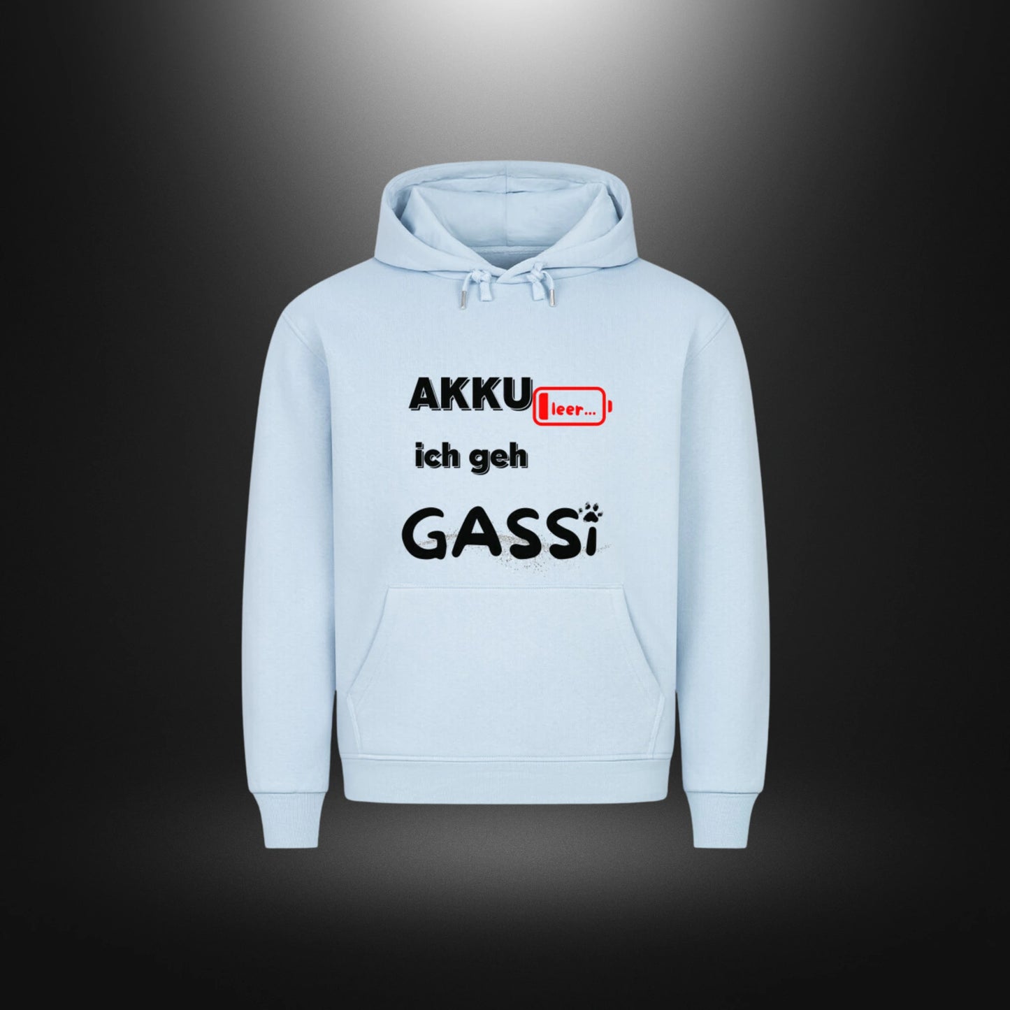 HigherBlanks Premium Hoodie - AKKU leer ich geh GASSI