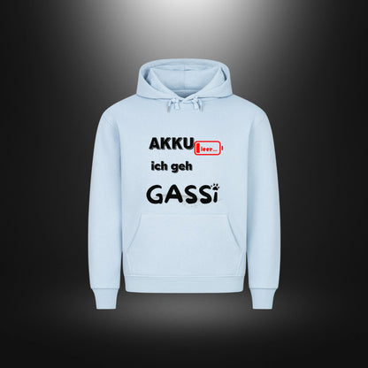 HigherBlanks Premium Hoodie - AKKU leer ich geh GASSI