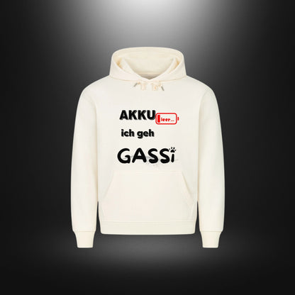HigherBlanks Premium Hoodie - AKKU leer ich geh GASSI
