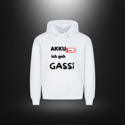 HigherBlanks Premium Hoodie - AKKU leer ich geh GASSI