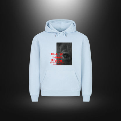 HigherBlanks Premium Hoodie - Im Auge meines Pferdes ENTSTEHT VERTRAUEN OHNE WORTE
