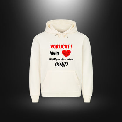 HigherBlanks Premium Hoodie - VORSICHT ! Mein Herz gehört ganz allein meinem Hund