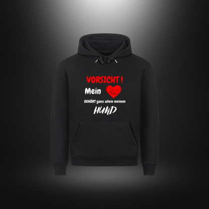 HigherBlanks Premium Hoodie - VORSICHT ! Mein Herz gehört ganz allein meinem Hund