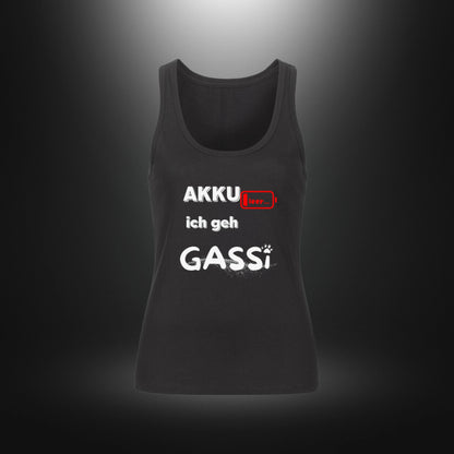 Premium Organic Tanktop Women - AKKU leer ich geh GASSI