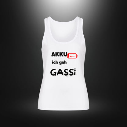 Premium Organic Tanktop Women - AKKU leer ich geh GASSI