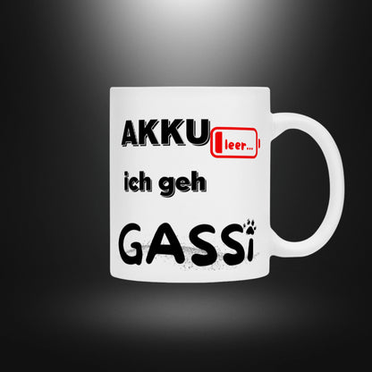 Tasse - AKKU leer ich geh GASSi