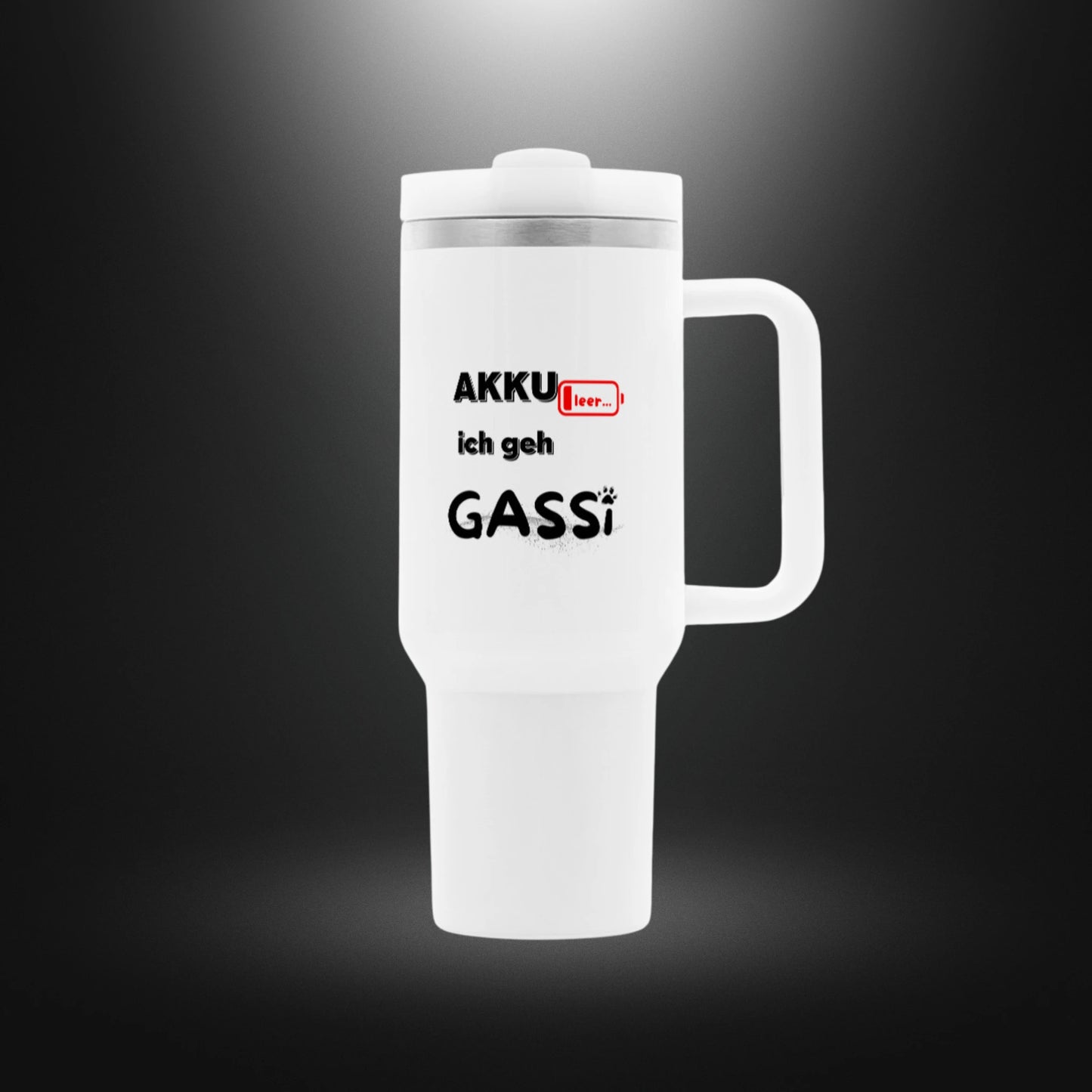 Thermobecher - AKKU leer ich geh GASSI