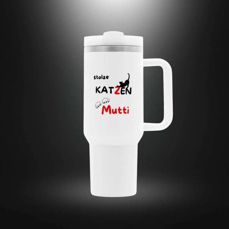 Thermobecher mit Katzenmotiv „stolze KATZEN Mutti“ – BeastlyChic