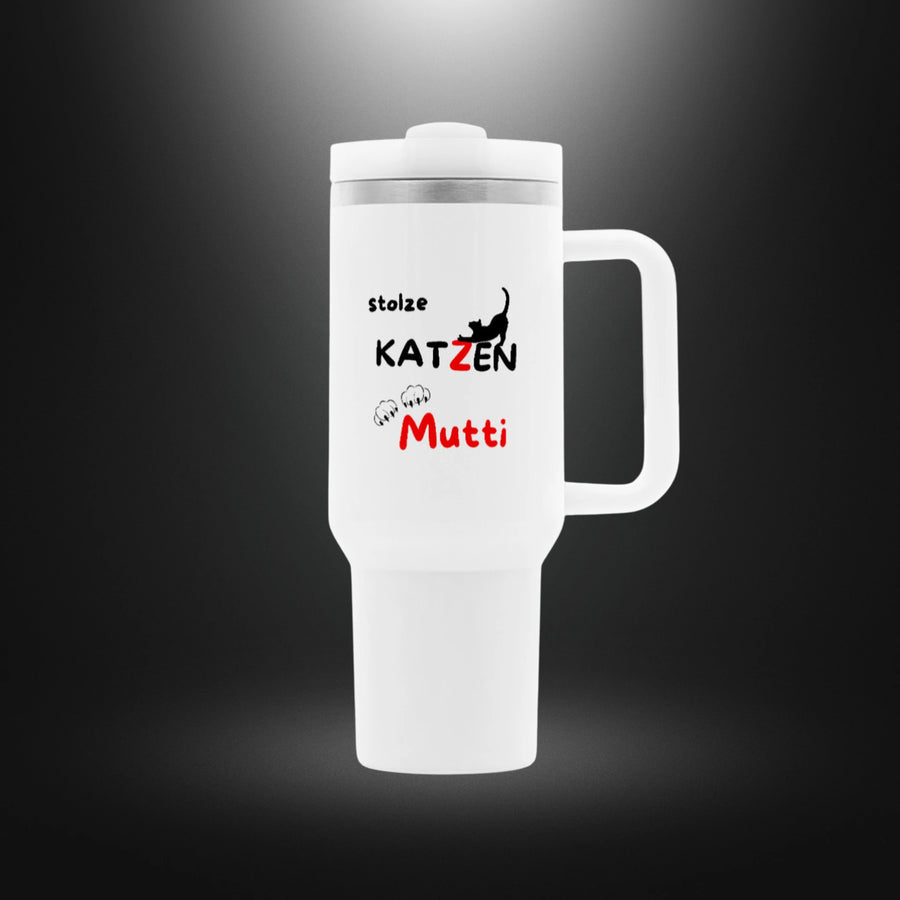 Thermobecher mit Katzenmotiv „stolze KATZEN Mutti“ – BeastlyChic