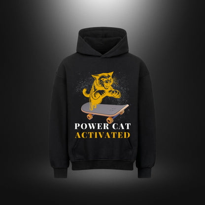 VACANCY Oversized Hoodie - POWER CAT ACTIVATED