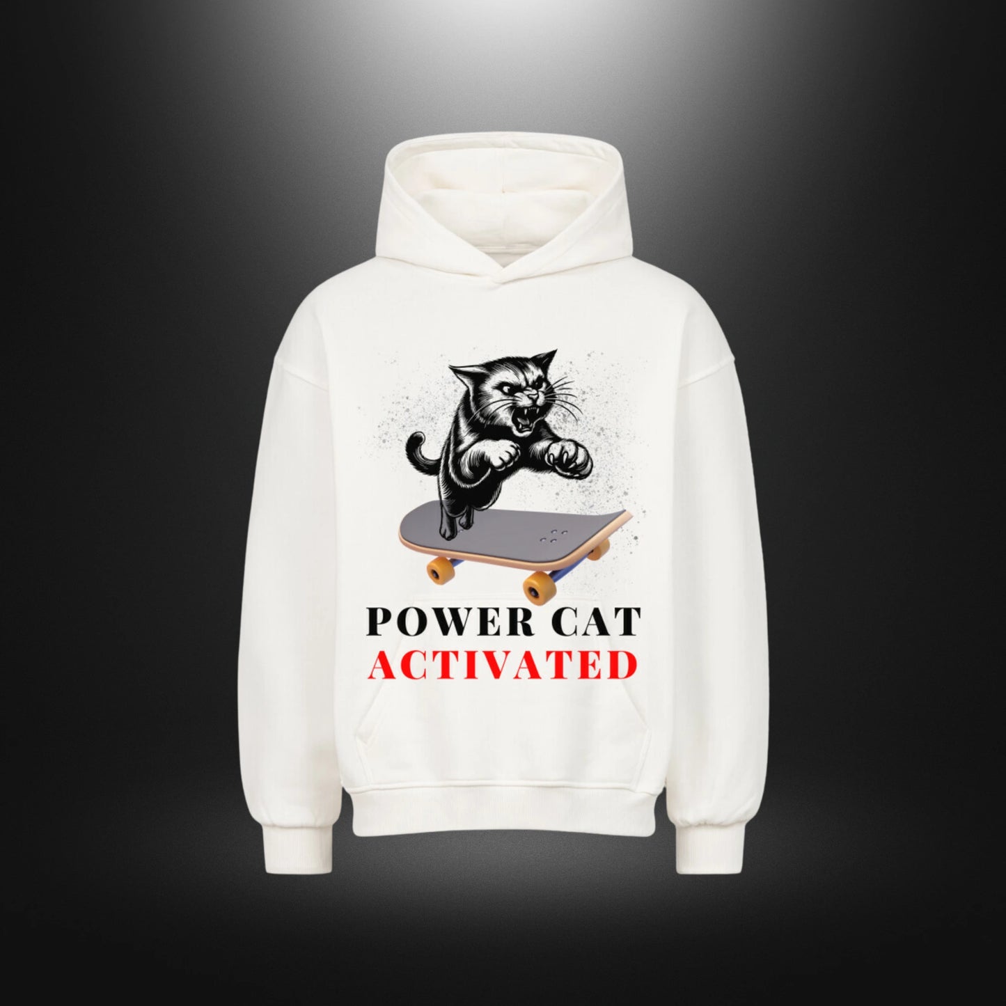 VACANCY Oversized Hoodie - POWER CAT ACTIVATED
