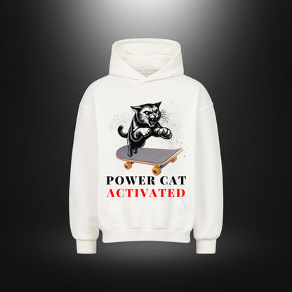 VACANCY Oversized Hoodie - POWER CAT ACTIVATED