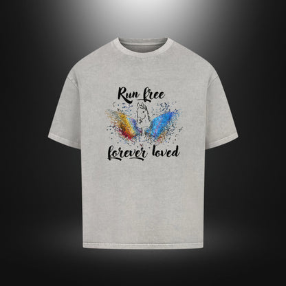 VACANCY Oversized Shirt - Run free forever loved Pferd