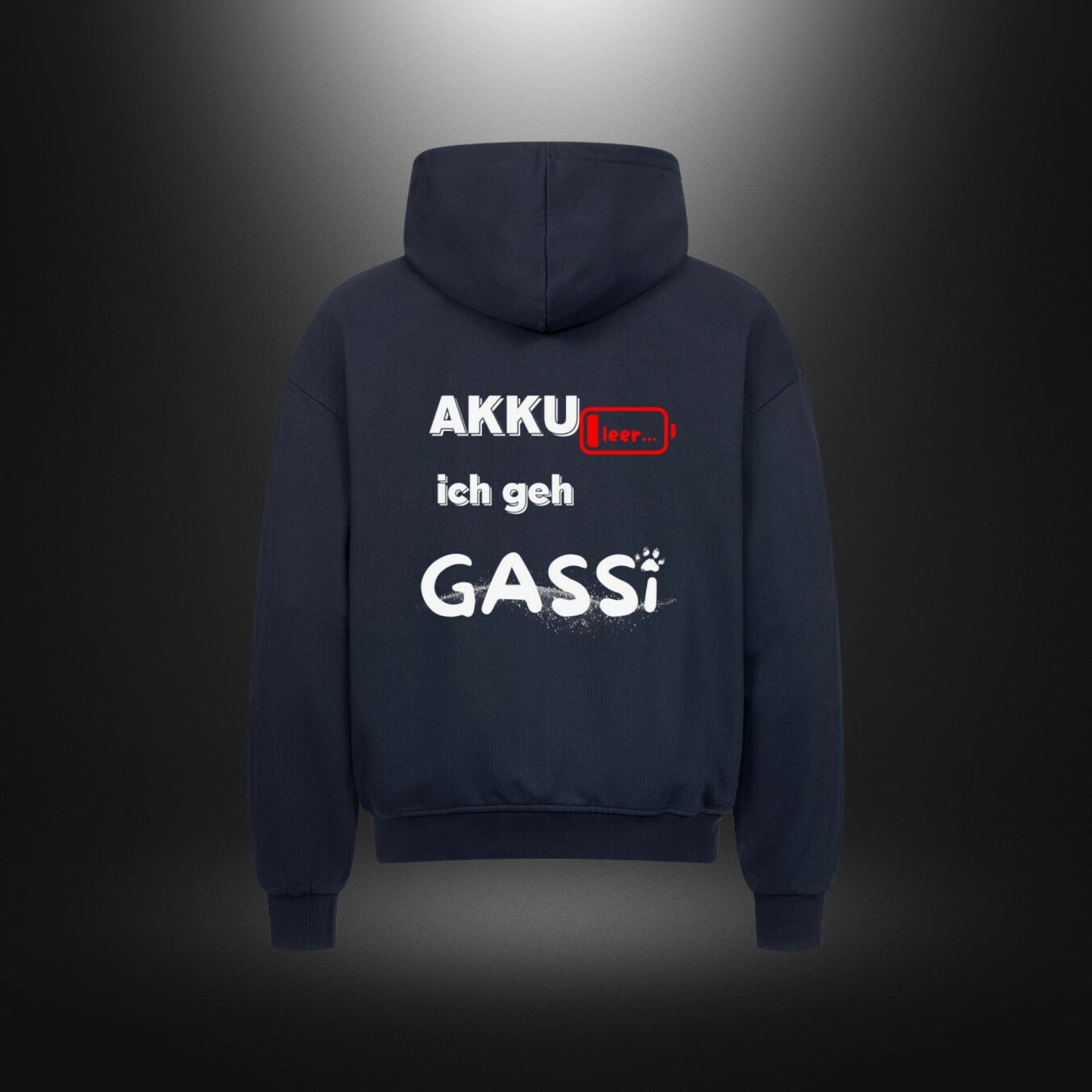 VACANCY Oversized Zipper Hoodie - AKKU leer ich geh GASSI