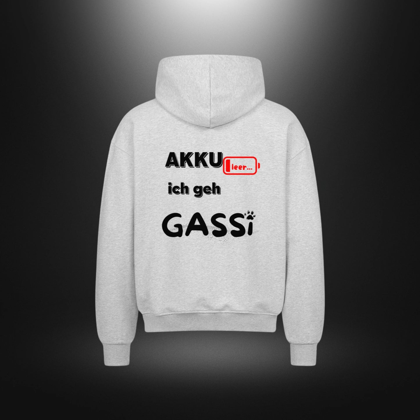 VACANCY Oversized Zipper Hoodie - AKKU leer ich geh GASSI