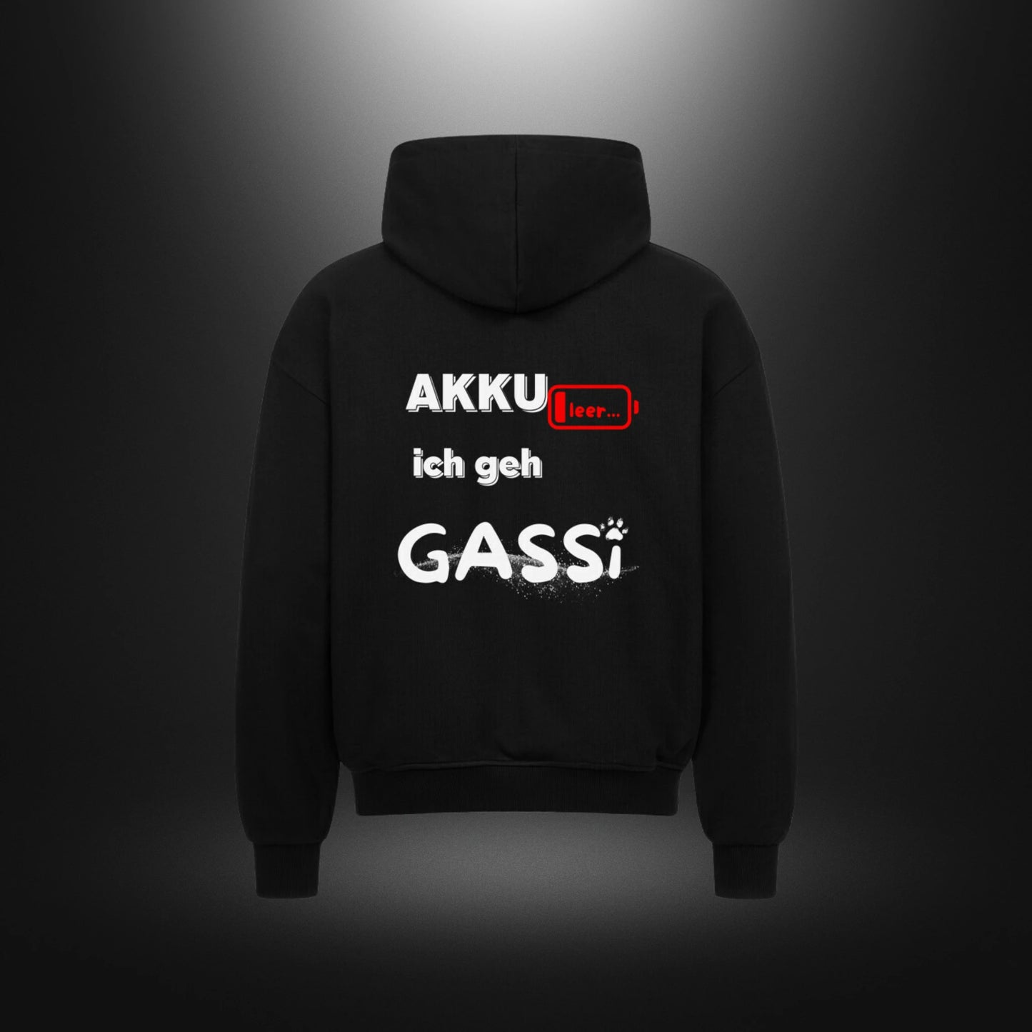 VACANCY Oversized Zipper Hoodie - AKKU leer ich geh GASSI