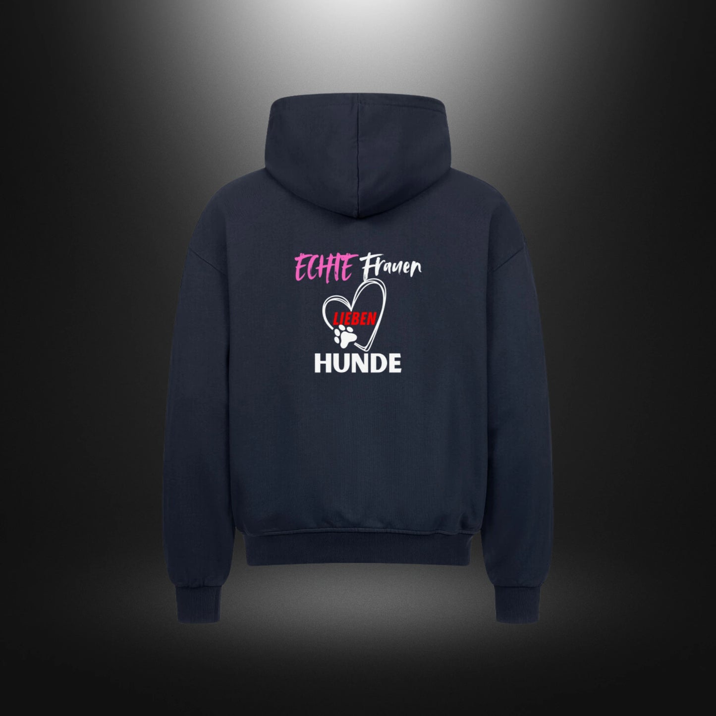 VACANCY Oversized Zipper Hoodie - ECHTE Frauen LIEBEN HUNDE