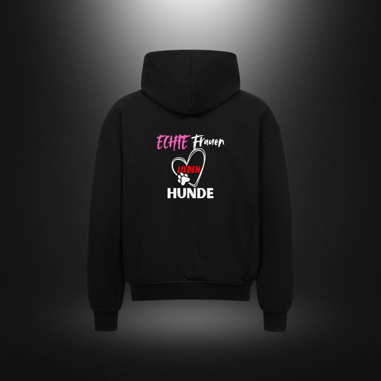 VACANCY Oversized Zipper Hoodie - ECHTE Frauen LIEBEN HUNDE