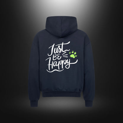 VACANCY Oversized Zipper Hoodie - Just be Happy