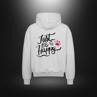 VACANCY Oversized Zipper Hoodie - Just be Happy
