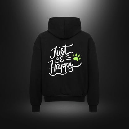 VACANCY Oversized Zipper Hoodie - Just be Happy