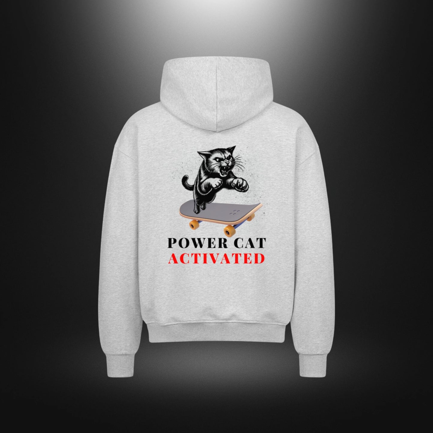 VACANCY Oversized Zipper Hoodie - POWER CAT ACTIVATED