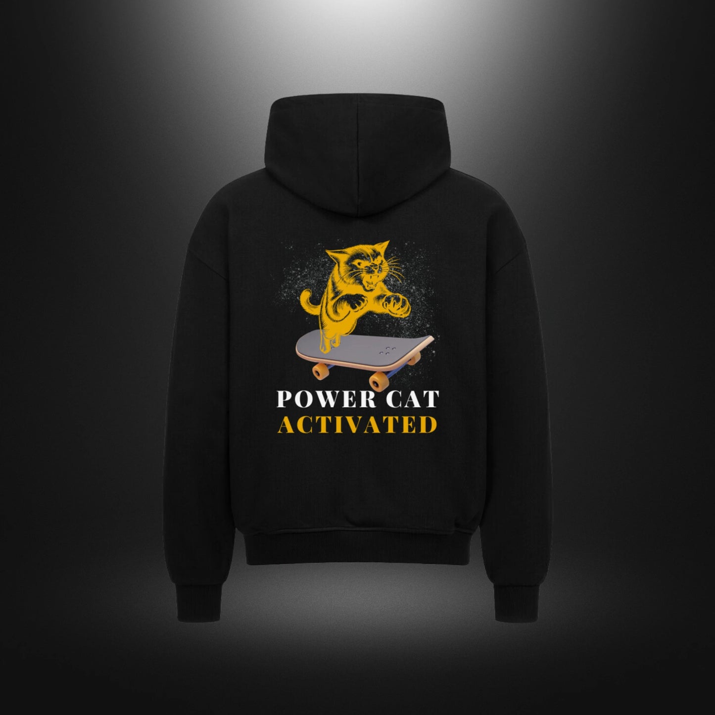 VACANCY Oversized Zipper Hoodie - POWER CAT ACTIVATED
