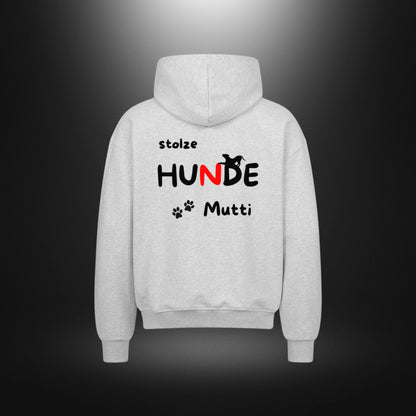 VACANCY Oversized Zipper Hoodie - stolze HUNDE Mutti