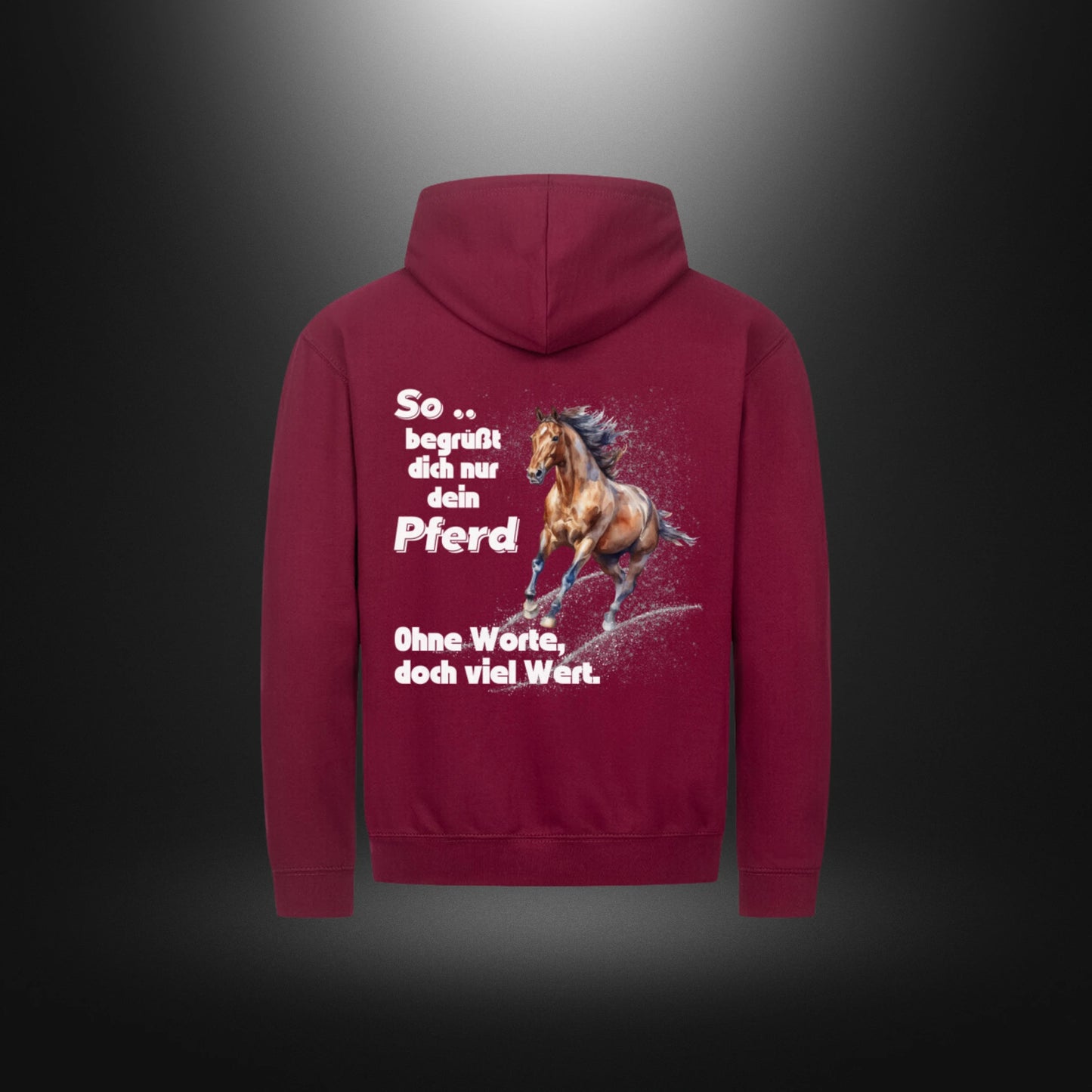 Classic Zipper Hoodie Unisex - So begrüßt dich nur dein Pferd Ohne Worte , doch viel Wert.