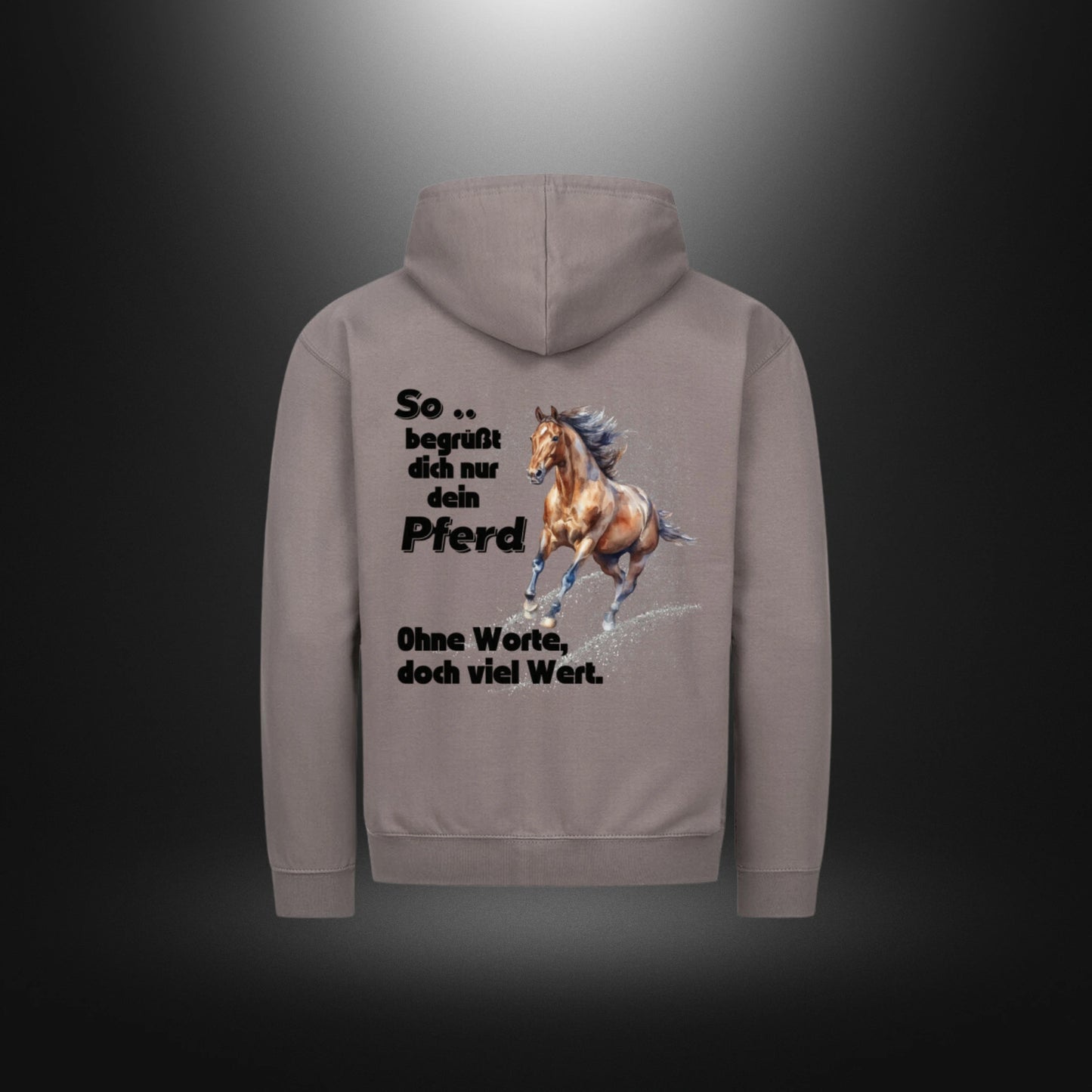 Classic Zipper Hoodie Unisex - So begrüßt dich nur dein Pferd Ohne Worte , doch viel Wert.
