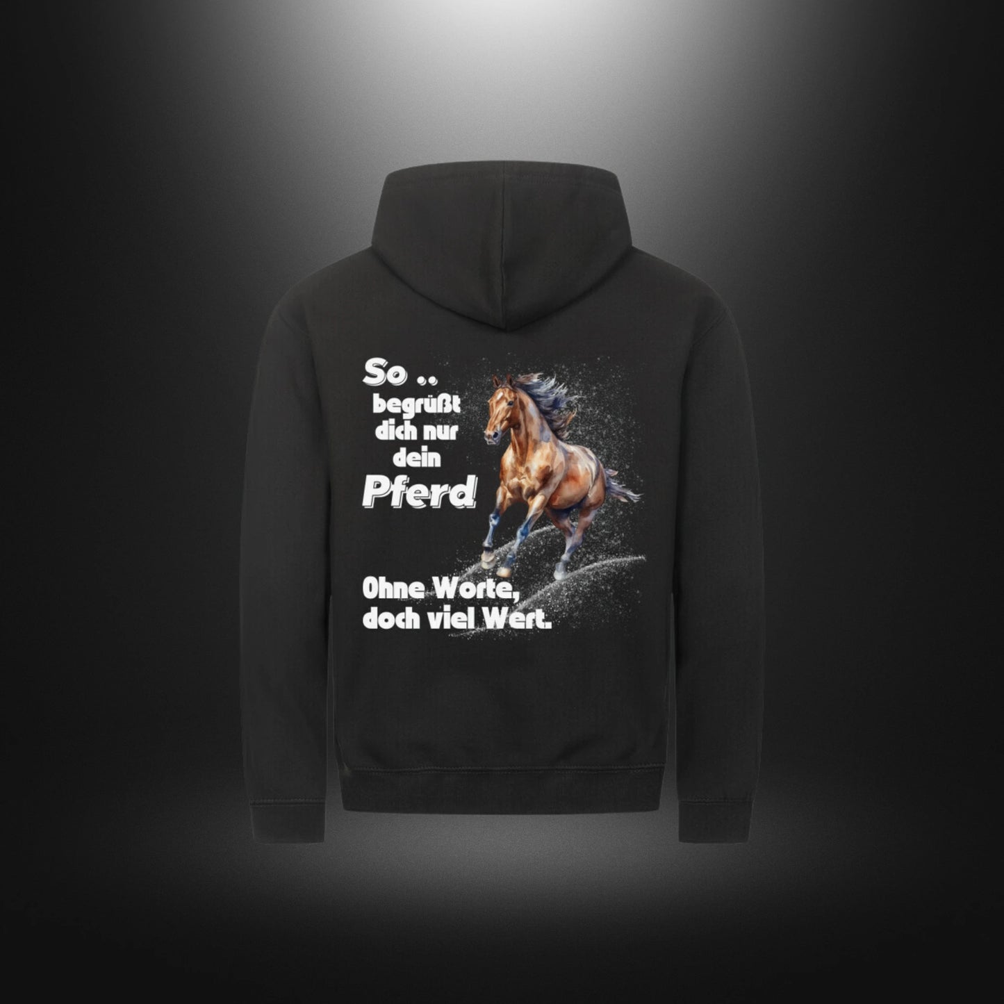 Classic Zipper Hoodie Unisex - So begrüßt dich nur dein Pferd Ohne Worte , doch viel Wert.