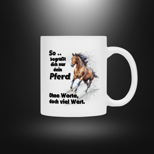 Tasse mit Pferdemotiv – So begrüßt dich nur dein Pferd – BeastlyChic