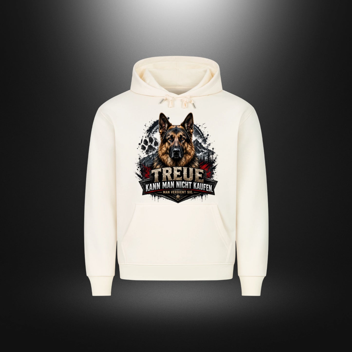 Hoodie mit Schäferhund-Motiv – DOG DAD in Beige