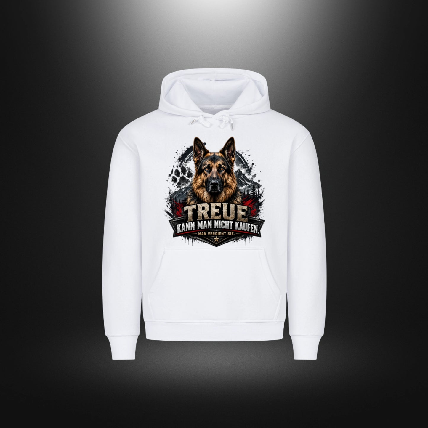 Hoodie mit Schäferhund-Motiv – DOG DAD in Weiß