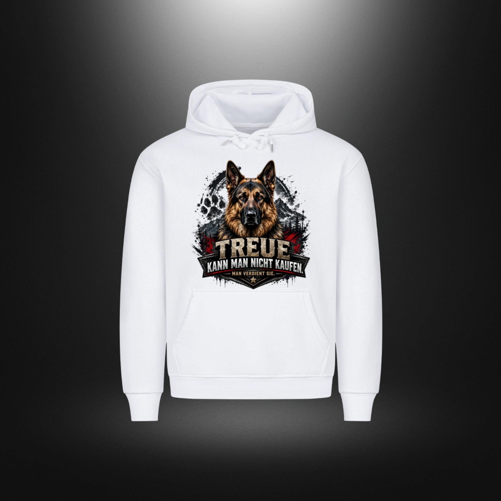 Hoodie mit Schäferhund-Motiv – DOG DAD in Weiß