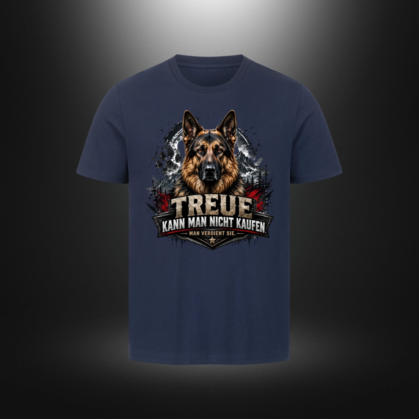 T-Shirt mit Schäferhund-Motiv – DOG DAD in French Navy