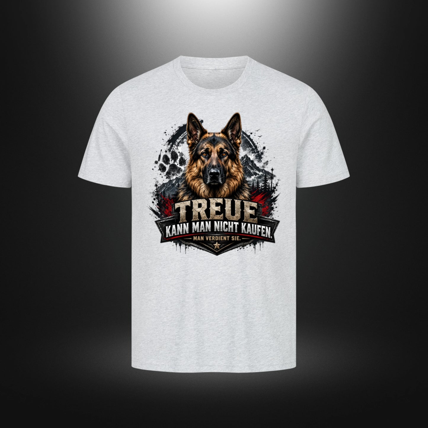 T-Shirt mit Schäferhund-Motiv – DOG DAD in Heather Grey