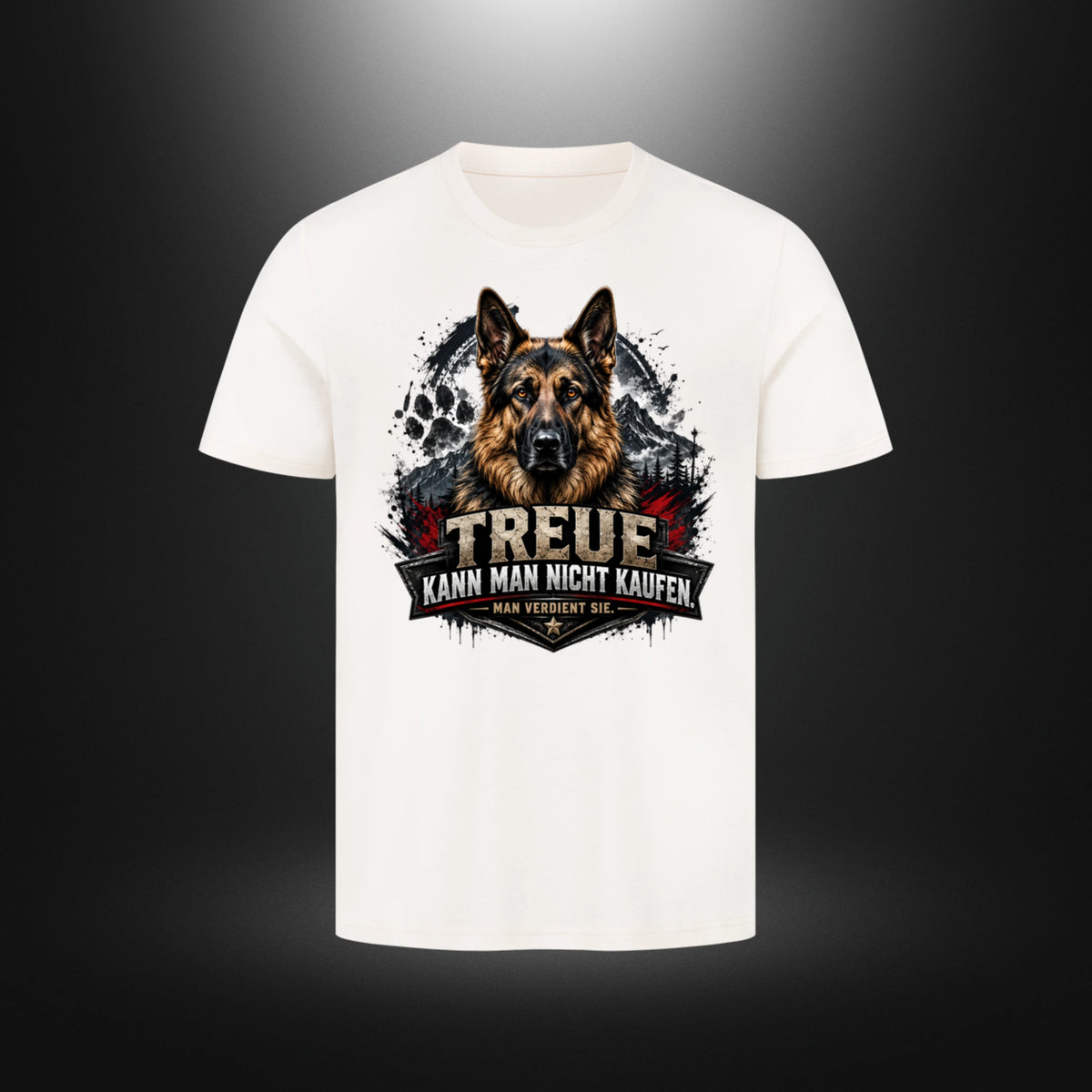 T-Shirt mit Schäferhund-Motiv – DOG DAD in Natural Raw