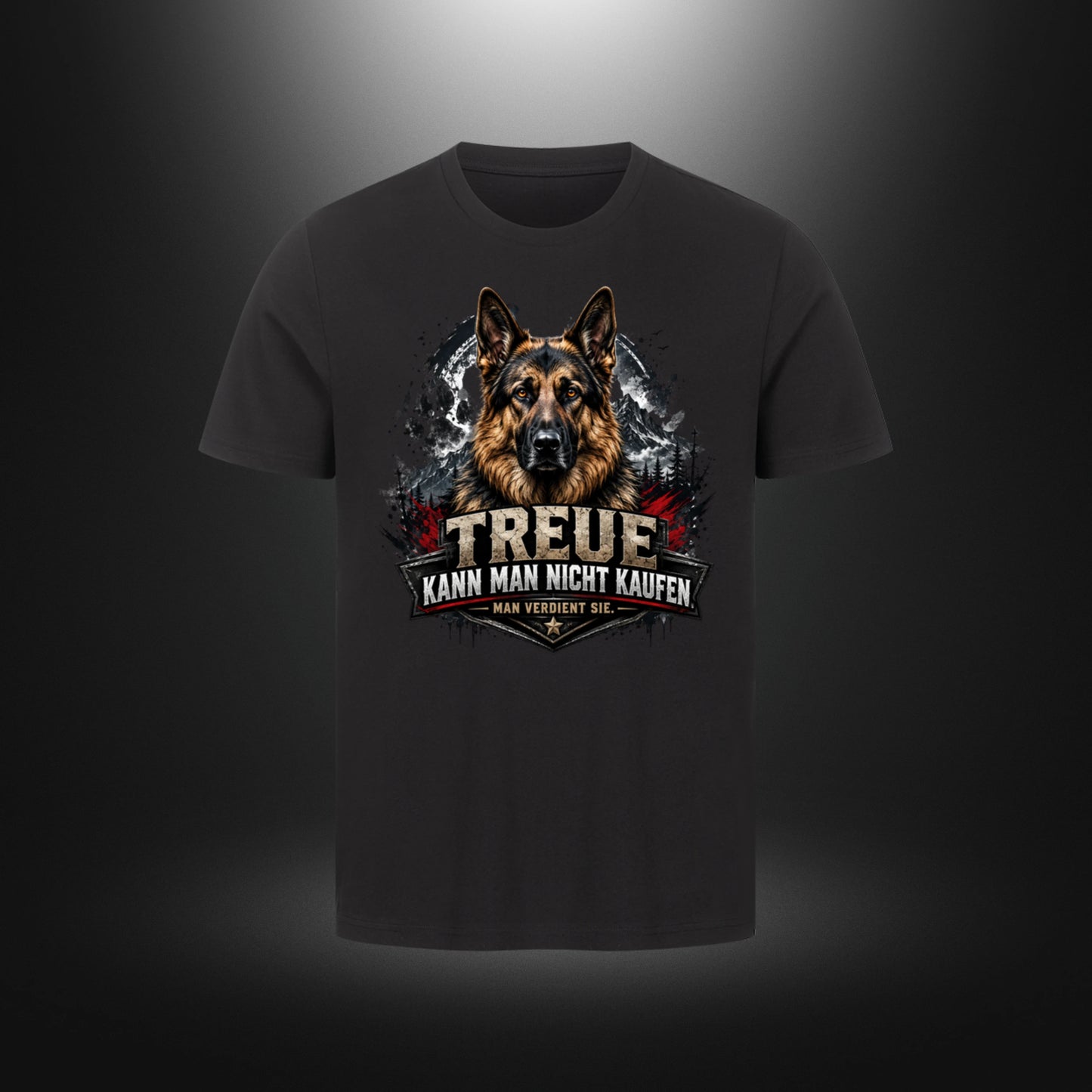 T-Shirt mit Schäferhund-Motiv – DOG DAD in Schwarz